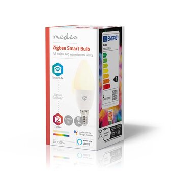 Nedis ZBLC10E14 Smartlife Multicolour Lamp Zigbee 3.0 E14 470 Lm 4.9 W Rgb / Warm Tot Koel Wit 2200 - 6500 K Android&trade; / Ios Kaars 1 Stuks