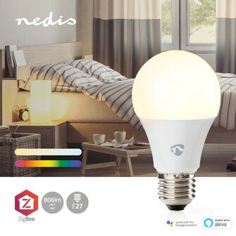 Nedis ZBLC10E27 Smartlife Multicolour Lamp Zigbee 3.0 E27 806 Lm 9 W Rgb / Warm Tot Koel Wit 2200 - 6500 K Android&trade; / Ios Peer 1 Stuks