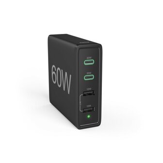 Hama Snellader 4 Poorten 2x USB-C PD/QC 2x USB-A 60 W Zwart