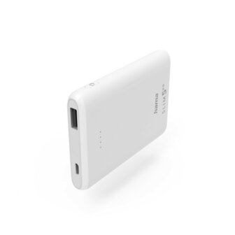 Hama Power Pack SLIM 5HD 5000mAh Uitgang: USB-A Wit