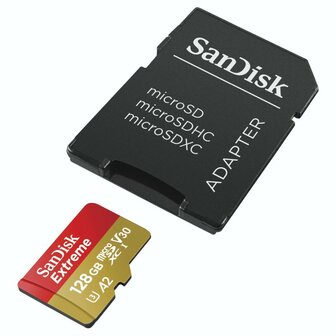 Sandisk MicroSDXC Extreme 128GB 190mb / 60mb,U3,V30,A2 AC