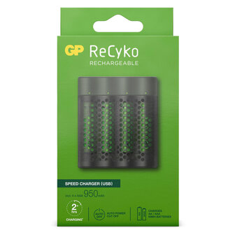 GP Recyko USB Lader + 4 AAA Batterijen 950mah