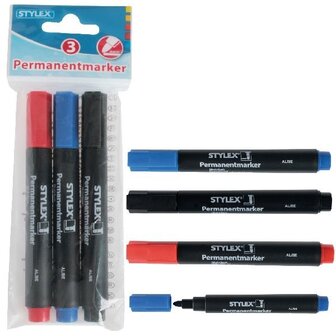 Stylex Permanent Markers 3 stuks