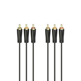 Hama Audio-/videokabel 3 Cinch-stekkers - 3 Cinch-stekkers Verguld 3,0 M