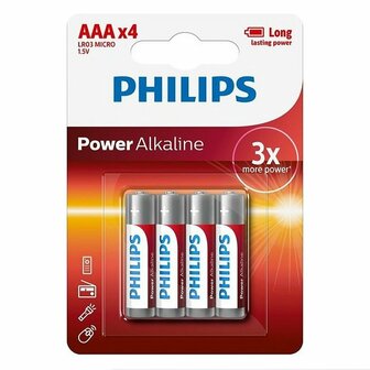 Philips AAA Alkaline Batterijen 4 Stuks