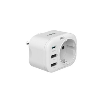 Hama Meerv. Stekkerdoos 4x V. Stopcontact 1 USB-C PD 2 USB-A 1 Geaard 20W