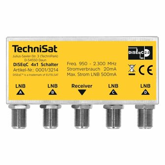 Technisat DiSEqC 4x1 Schakelaar Geel/Zilver