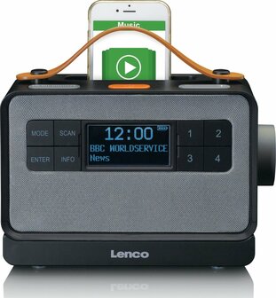 Lenco PDR-065BK Draagbare DAB Radio/FM, DAB+/Bluetooth en AUX EASY-functie voor eenvoudige Bediening Zwart