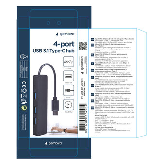 Gembird Gmb Hub Usb-c 4-poorts U3p4-01