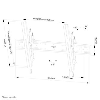 Neomounts WL35S-850BL18 Kantelbare Wandsteun voor Schermen tot 98 Inch Zwart