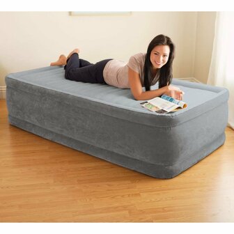 Intex 64412ND TComfort Plush Elevated Twin 1-Persoons Luchtbed 191x99x46 cm + Ingebouwde Pomp Grijs