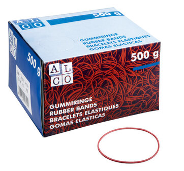 Alco AL-740 Elastieken 65mm 500 Gram In Doos Rood