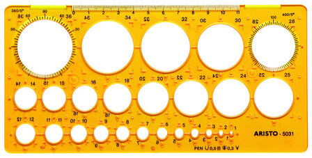 Aristo AR-5031 Cirkelsjabloon 1-36 Mm 25 Cirkels