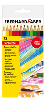 Eberhard Faber EF-516012 Aquarelpotlood Kartonetui &agrave; 12 Stuks Met Penseel