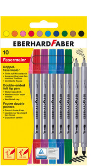 Eberhard Faber EF-550010 Viltstiften Duo 0,8+1-3mm Assorti Etui &agrave; 10stuks