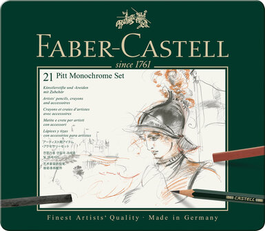 Faber Castell FC-112976 Pitt Monochrome Set Faber-Castell 21-delig Medium