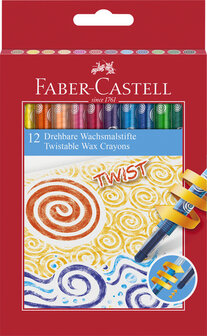 Faber Castell FC-120003 Waskrijt Faber-Castell Draaibaar 12 Stuks