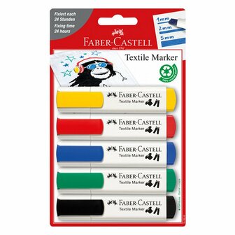 Faber Castell FC-159520 Textielmarkers 5 Stuks