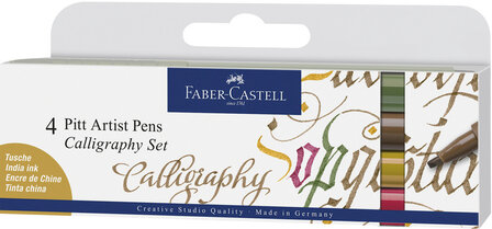 Faber Castell FC-167505 Tekenstift Faber-Castell Pitt Artist Pen Kalligrafieset Van 4st