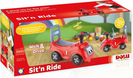 Dolu Sit &amp; Ride Rood/Zwart Loopauto