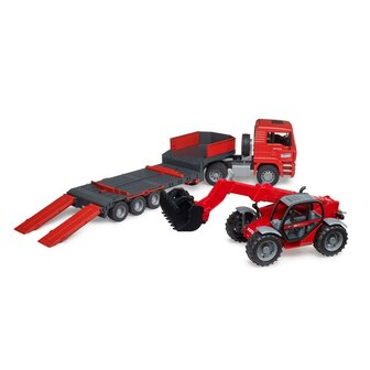 Bruder 02774 MAN TGA Dieplader met Manitou Telescooplader