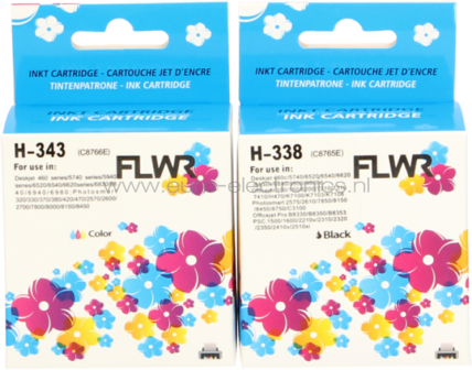 FLWR HP 338 en 343 Multipack zwart en kleur