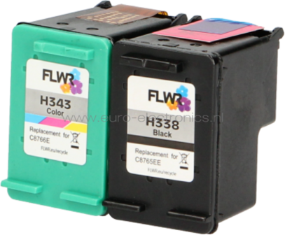 FLWR HP 338 en 343 Multipack zwart en kleur