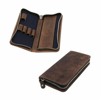 Alassio JU-2648 Leren Etui 17x8x2.5 cm Bruin