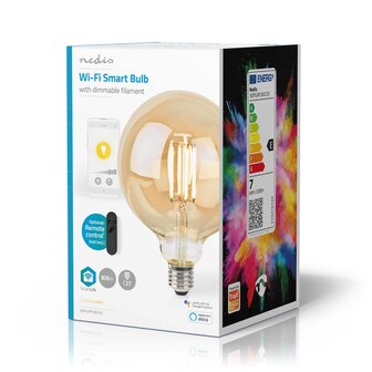 Nedis WIFILRF10G125 Smartlife Led Filamentlamp Wi-fi E27 806 Lm 7 W Warm Wit Glas Android&trade; / Ios Globe