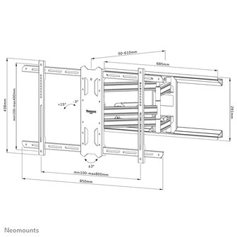 Neomounts WL40S-850BL18 Full Motion Wandsteun voor Schermen tot 86 Inch Zwart