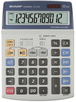 Citizen SH-EL2125C Calculator Sharp EL2125C Grijs Desk 12 Digit