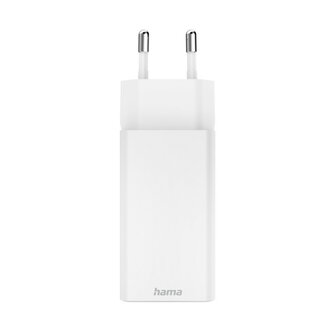 Hama Snellader GaN 2x USB-C PD/Qualcomm&reg; Mini-oplader 65 W Wit