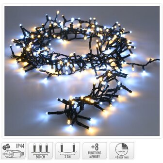 Microcluster Kerstverlichting 400 LEDs 8 m Warm Wit/Zwart