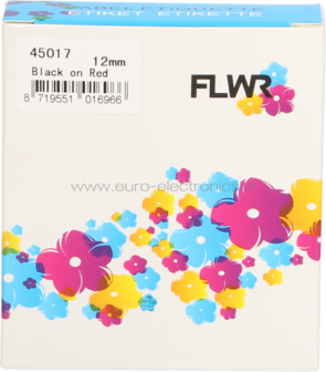 FLWR Dymo 45017 zwart op rood breedte 12 mm