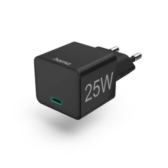 Hama Snellader USB-C PD/Qualcomm&reg; Mini-oplader 25 W Zwart