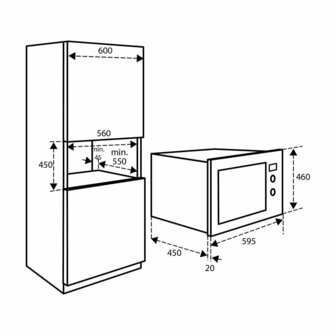 Inventum IMC6125F Inbouw Combi Magnetron 25L RVS/Zwart