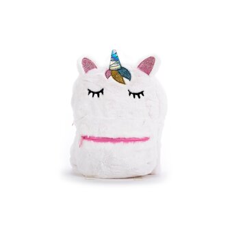 Rugtas Plushe Unicorn Wit/Roze