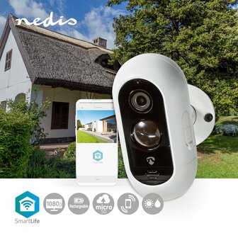 Nedis WIFICBO30WT Smartlife Camera Voor Buiten Wi-fi 1920x1080 Ip65  Met Bewegingssensor Nachtzicht