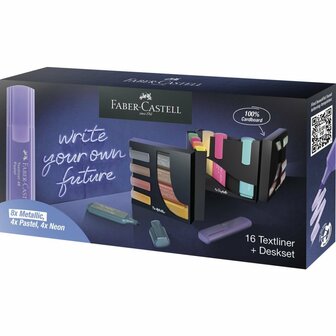 Faber Castell FC-254603 Tekstmarkers Deskset 4xNeon/4xPastel/8xMetallic