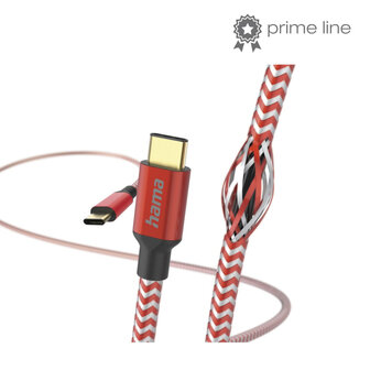 Hama Oplaadkabel Reflective USB-C - USB-C 1,5 M Nylon Rood