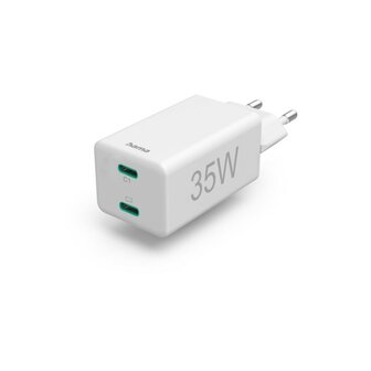 Hama Snellader 2x USB-C PD/Qualcomm&reg; Mini-oplader 35 W Wit