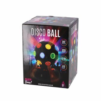 Party Time LED Discobal 12,5 cm Zwart