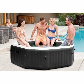 Intex 28458NL PureSpa Jet &amp; Bubble DeLuxe Jacuzzi 4-Persoons Set met Zoutwatersysteem 201/150x71cm