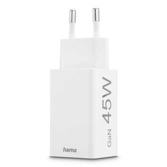 Hama Snellader 1x USB-C PD 1x USB-A QC 45W Wit