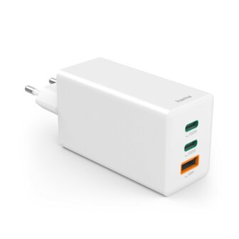 Hama Snellader GaN 2x USB C PD 1x USB A QC 100W Wit