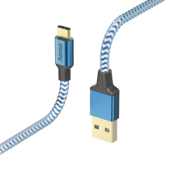 Hama Oplaadkabel Reflective USB-A - USB-C 1,5 M Nylon Blauw