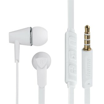 Hama Oordopjes Joy In-ear Microfoon Platte Kabel Wit