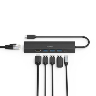 Hama USB-C-hub Multiport 6-poorts 3x USB-A USB-C HDMI&trade; LAN/ethernet