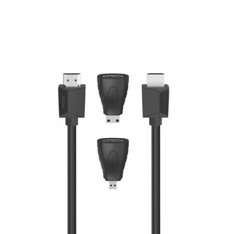 Hama High-speed HDMI&trade;-kabel Ultra-HD 4K Ethernet 1,50 M + 2 HDMI&trade;-adapter