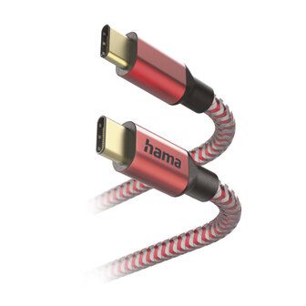 Hama Oplaadkabel Reflective USB-C - USB-C 1,5 M Nylon Rood